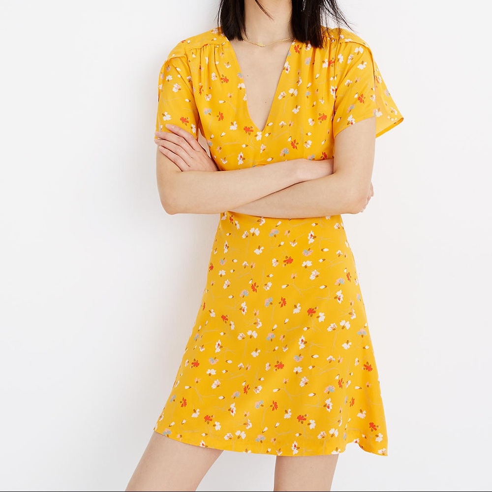 Madewell Yellow Floral Mini Dress